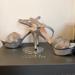 Vince Camuto Silver platform pumps
